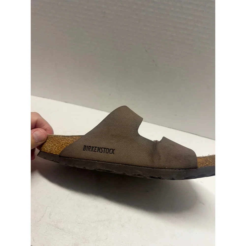 Birkenstock Arizona Mocha Birkibuc Two Strap Sandals Brown 38  W 7.5 M 5